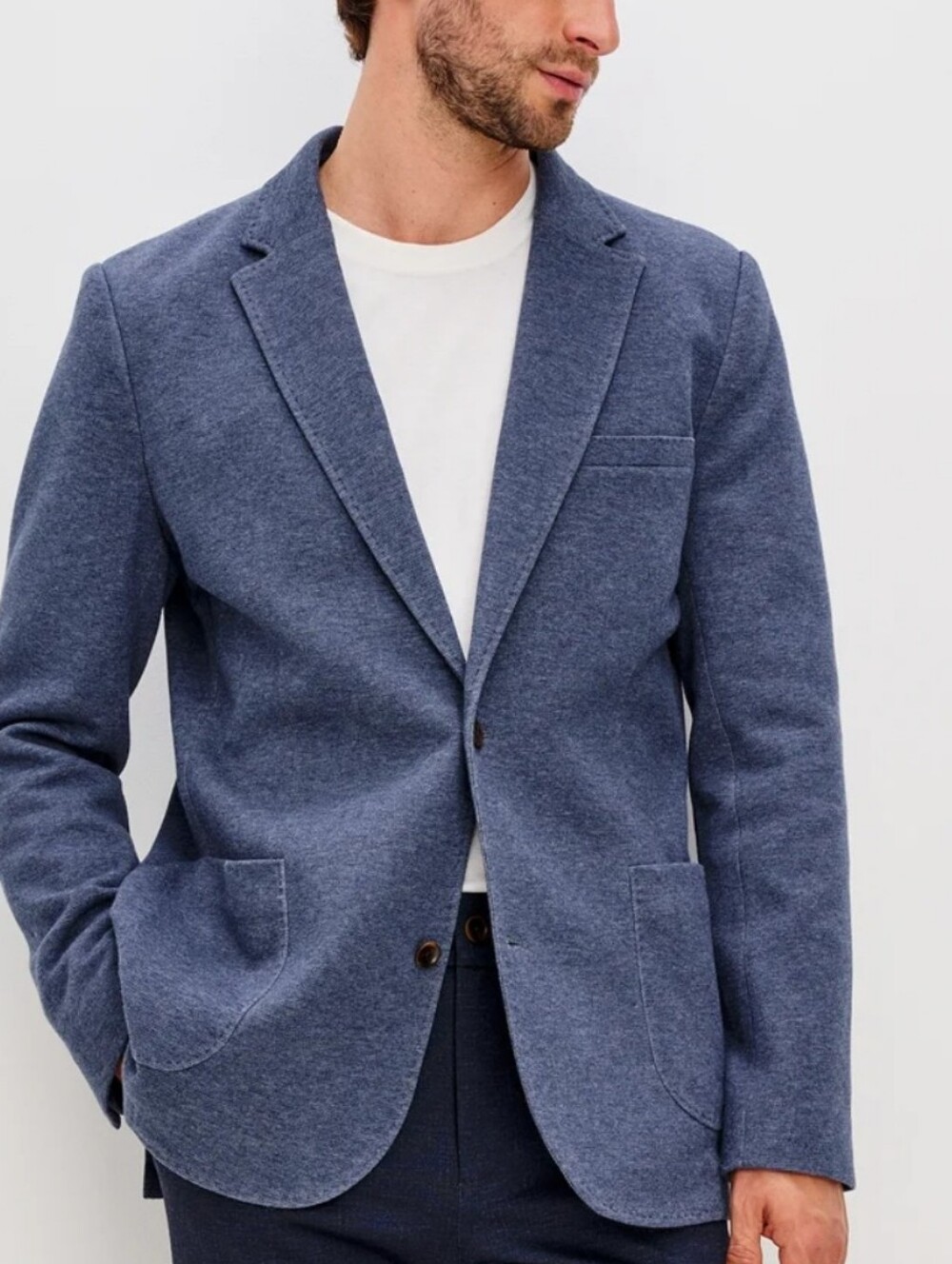 JOS. A. BANK Heathered Navy Tailored Fit Sport Coat Suit Blazer M Cotton Knit